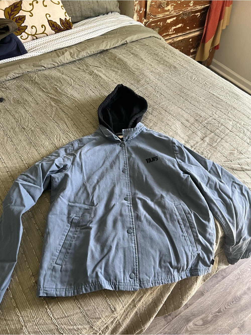 Vans Light Blue Hooded Bomber Jacket with Black Lining